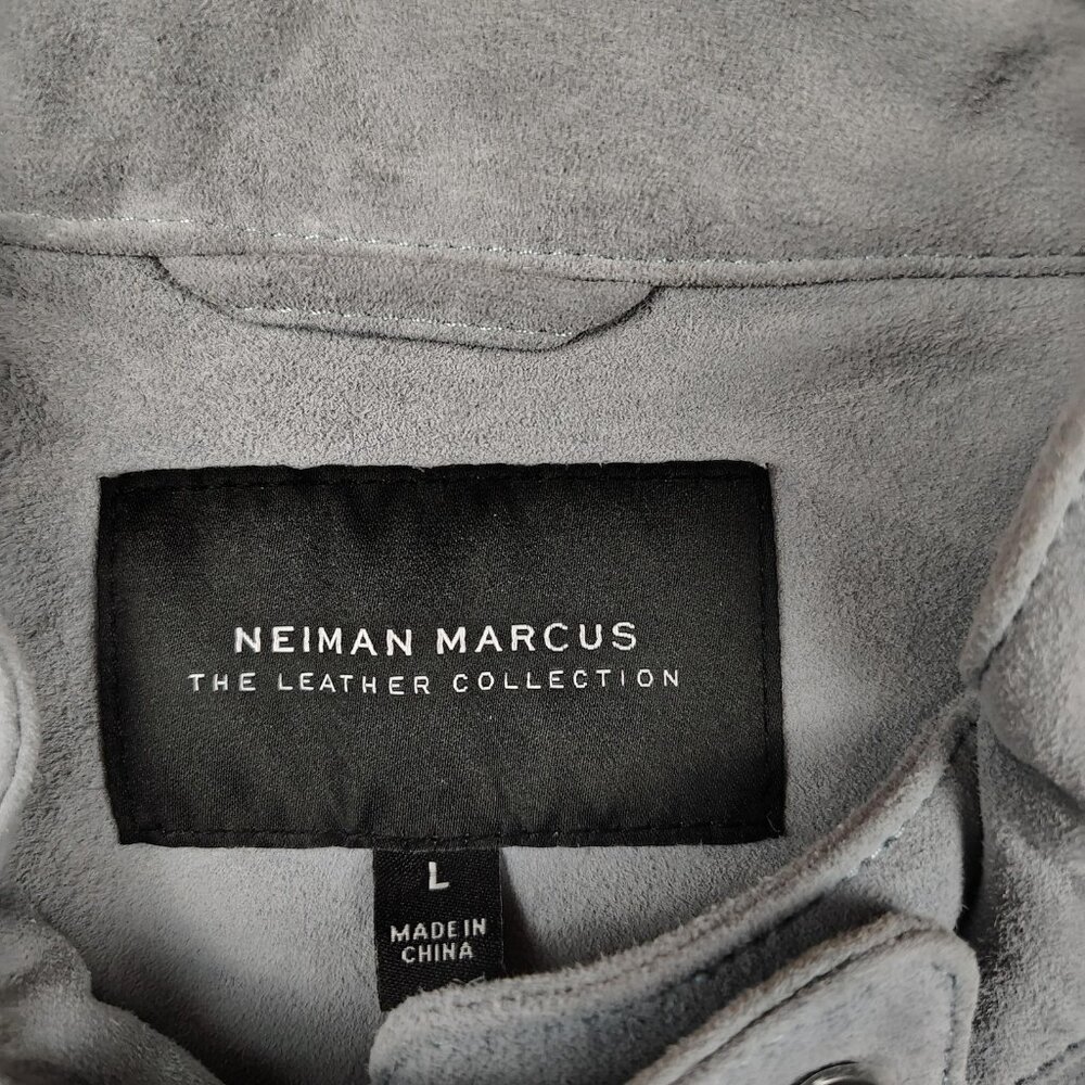 Neiman Marcus The Leather Collection Moto Jacket Womens sz L Gray Biker Pockets - Picture 3 of 9